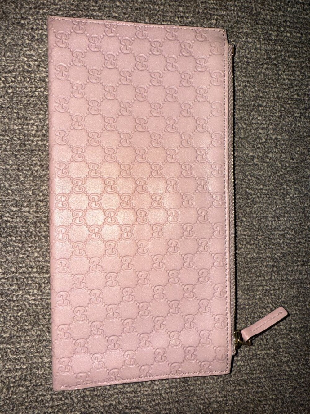 Gucci GG Microguccissima Pink Leather Card Zip Wallet Insert Blush Pink